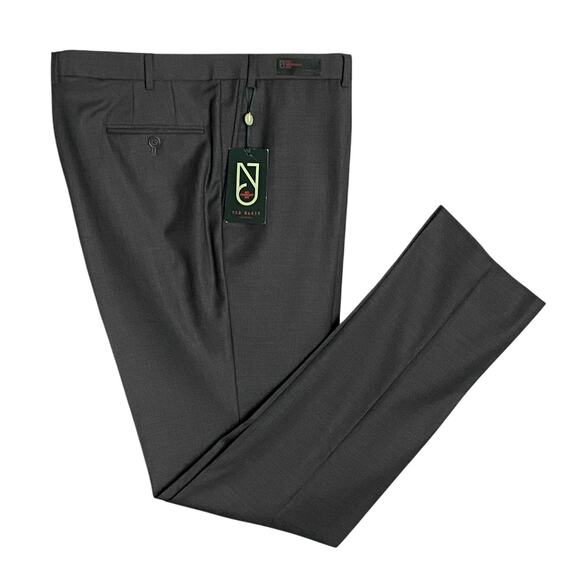 Ted Baker London Pants Men's 38R Wool Joey Dress Pant Solid Gray Raw Hem NEW